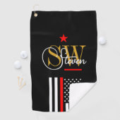 Serviette De Golf Ligne rouge & Nom monographique / Signature modern (En situation)