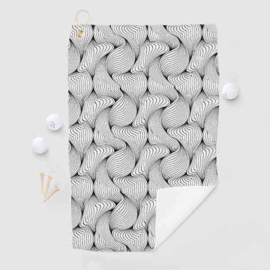 Serviette De Golf Lignes entrelacées noir et blanc uniques (En situation)