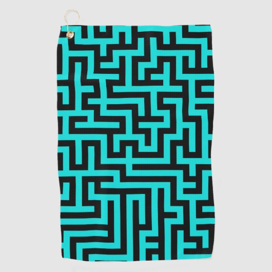 Serviette De Golf Lignes turquoise de Maze noir (Devant)