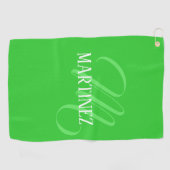 Serviette De Golf Lime Green Elegant Nom Personnalisé Club (Horizontal)