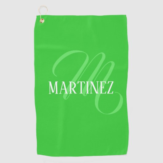 Serviette De Golf Lime Green Elegant Nom Personnalisé Club (Devant)