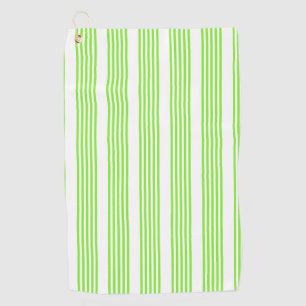 Serviette De Golf Lime vert et blanc cinq bandes motif