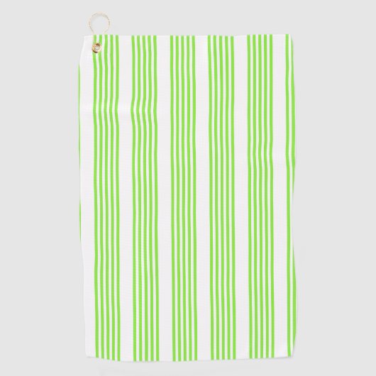 Serviette De Golf Lime vert et blanc cinq bandes motif (Devant)