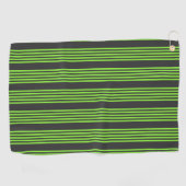 Serviette De Golf Lime vert et charbon de bois cinq bandes motif (Horizontal)