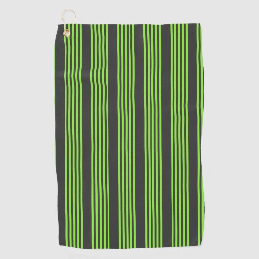 Serviette De Golf Lime vert et charbon de bois cinq bandes motif (Devant)