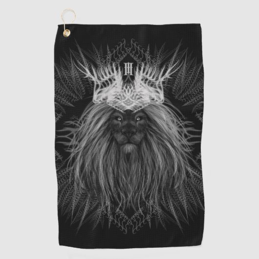Serviette De Golf Lion avec monogramme de couronne (Devant)