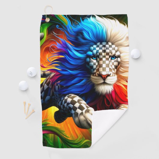 Serviette De Golf Lion coloré (En situation)