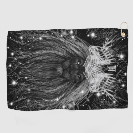 Serviette De Golf Lion d'étoile avec monogramme de couronne (Horizontal)