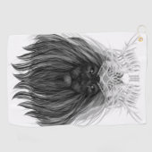 Serviette De Golf Lion noir avec couronne Antlers et monogramme (Horizontal)