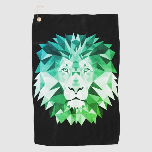 Serviette De Golf Lion vert géométrique (Devant)