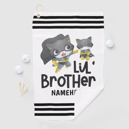Serviette De Golf Little Brother Superhero Chat Nom personnalisé (En situation)