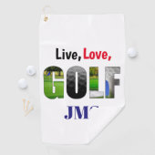 Serviette De Golf Live Love Golf Monogramme (En situation)