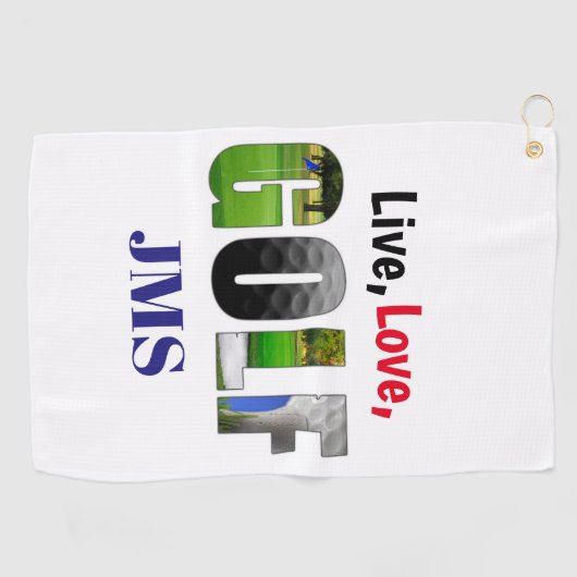 Serviette De Golf Live Love Golf Monogramme (Horizontal)