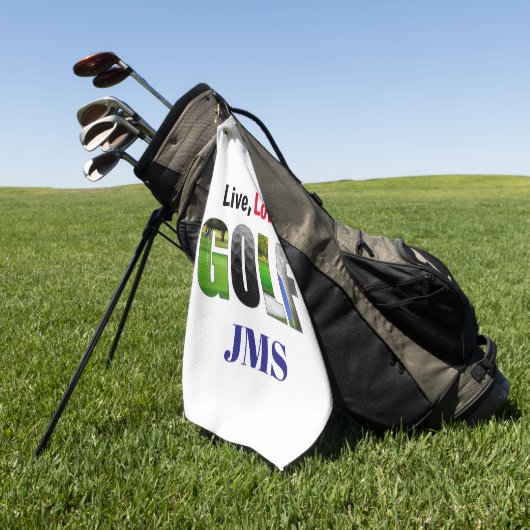 Serviette De Golf Live Love Golf Monogramme (Vert)