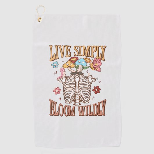 Serviette De Golf Live Simply, Bloom Wiltly - Skeleton & Champignons (Devant)