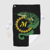 Serviette De Golf Lizard, un alligator tribal, qui serre un monogram (En situation)