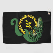 Serviette De Golf Lizard, un alligator tribal, qui serre un monogram (Horizontal)