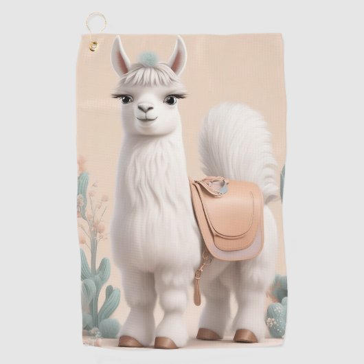 Serviette De Golf Llama à selle dans le désert (Devant)