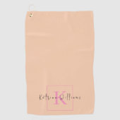 Serviette De Golf Logo de marque professionnelle Orange Rose Monogra (Devant)