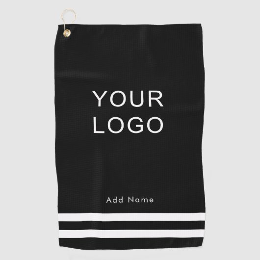 Serviette De Golf Logo d'entreprise professionnelle moderne noir (Devant)