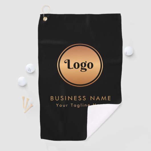 Serviette De Golf Logo Or & Texte Personnalisé Entreprise Marque (En situation)