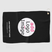 Serviette De Golf Logo personnalisé Extravagant Business Chic Noir (Horizontal)