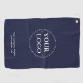 Serviette De Golf Logo Personnalisé Marine Bleu Entreprise Marque (Horizontal)