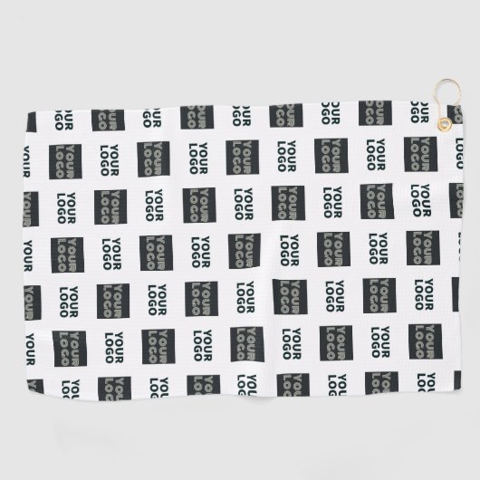 Serviette De Golf Logo simple à répétition 2 | Blanc (Horizontal)