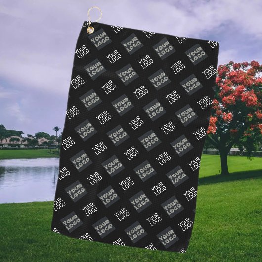 Serviette De Golf Logo simple à répétition 2 | Noir