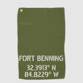 Serviette De Golf Longitude de la latitude de Fort Benning (Devant)