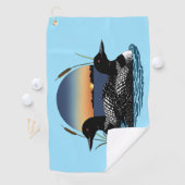 Serviette De Golf Lotus Couple coucher de soleil bleu (En situation)