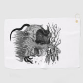 Serviette De Golf Loup et corbeau avec crâne (Horizontal)