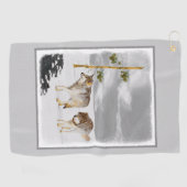 Serviette De Golf Loups en peinture sur neige - Art original de la f (Horizontal)