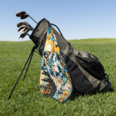 Serviette De Golf Loups gris et Fleurs sauvages (Vert)