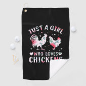 Serviette De Golf Louvain de poulet | Fille qui aime les poulets (En situation)
