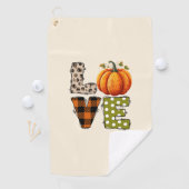 Serviette De Golf LOVE - Citrouille mignon et lettres de points Polk (En situation)