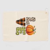 Serviette De Golf LOVE - Citrouille mignon et lettres de points Polk (Horizontal)