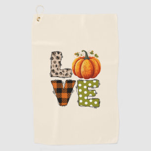 Serviette De Golf LOVE - Citrouille mignon et lettres de points Polk