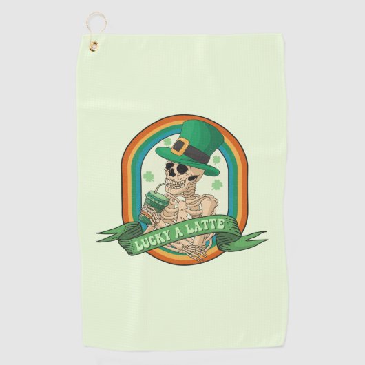 Serviette De Golf Lucky A Latte - Squelette, Café et Cloches (Devant)