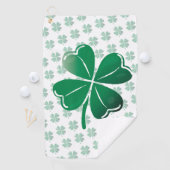 Serviette De Golf Lucky Four Leaf Clover Shamrock Green Pattern (En situation)
