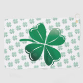 Serviette De Golf Lucky Four Leaf Clover Shamrock Green Pattern (Horizontal)