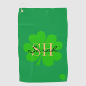 Serviette De Golf Lucky Irish Clover & Shamrock monogrammed / Golf (Devant)
