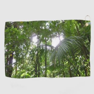 Serviette De Golf Lumière du soleil à travers la canopée de la forêt