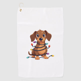Serviette De Golf Lumières de Dachshund de Noël