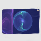 Serviette De Golf Lumineuse Bleu Violet Rêve Abstrait Fractal Art (Horizontal)