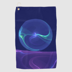 Serviette De Golf Lumineuse Bleu Violet Rêve Abstrait Fractal Art