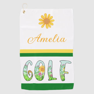 Serviette De Golf Lumineux Floral Monogram Golf Towne