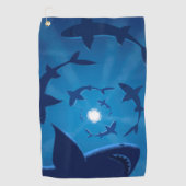Serviette De Golf Lune blanche de requin bleu sous la mer (Devant)
