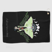 Serviette De Golf Lune Papillon Éthéré Vert Mystique Céleste (Horizontal)