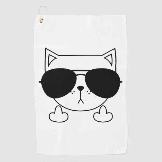 Serviette De Golf Lunettes de soleil de chat (Devant)
